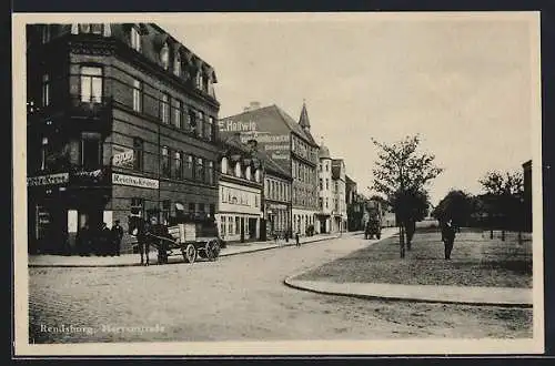 AK Rendsburg, Herrenstrasse mit Gasthaus Reichs-Krone