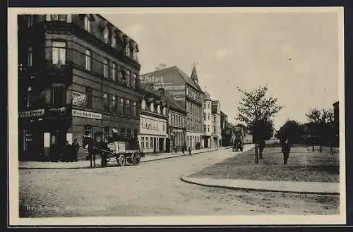 AK Rendsburg, Herrenstrasse mit Gasthaus Reichs-Krone