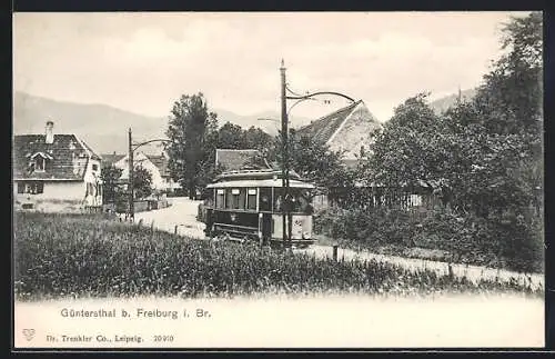 AK Güntersthal b. Freiburg, Ansicht mit Strassenbahn