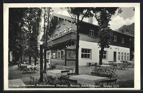 AK Coburg, Restaurant Eckardtsklause mit Gartenlokal