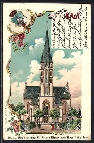 Lithographie Köln-Kalk, Die St. Joseph-Kirche nach Vollendung