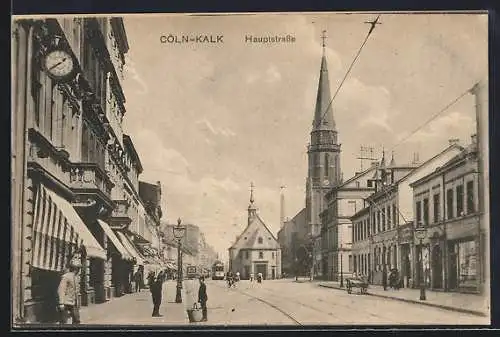 AK Köln-Kalk, Hauptstrasse mit Kirche