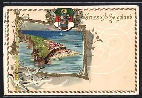 Passepartout-Lithographie Helgoland, Ortsansicht