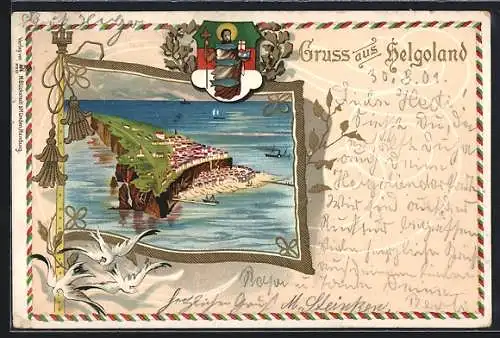 Passepartout-Lithographie Helgoland, Ortsansicht