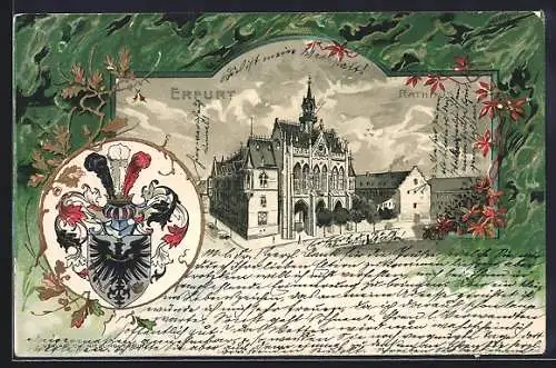 Passepartout-Lithographie Erfurt, Rathaus, Wappen