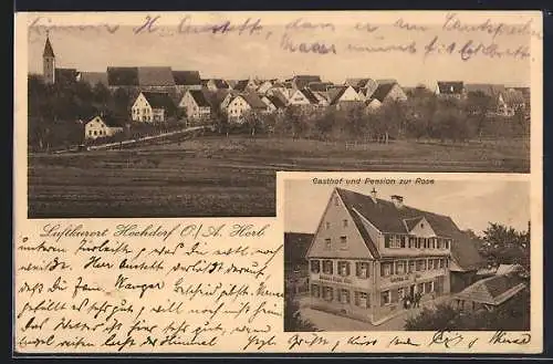 AK Hochdorf / Horb, Panorama und Gasthof zur Rose v. Fr. Walz
