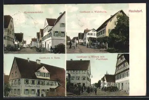 AK Hochdorf / Horb, Gasthaus zum Waldhorn, Gasthaus zur Rose und Gasthaus zum Hirsch