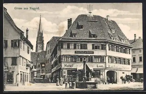 AK Nagold, Gasthof zur Sonne und Hotel Luz