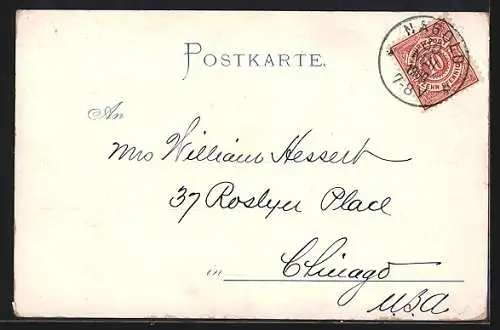Lithographie Nagold, Gasthof zur Post v. Paul Luz und Ansicht aus der Ferne