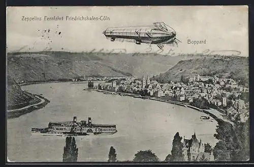 AK Boppard, Zeppelins Fernfahrt Friedrichshafen-Cöln