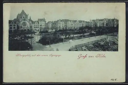 Mondschein-AK Köln-Neustadt, Königsplatz mit der neuen Synagoge