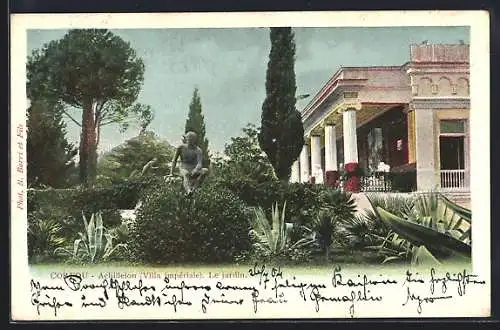 AK Corfou, Villa Impèriale- Jardin
