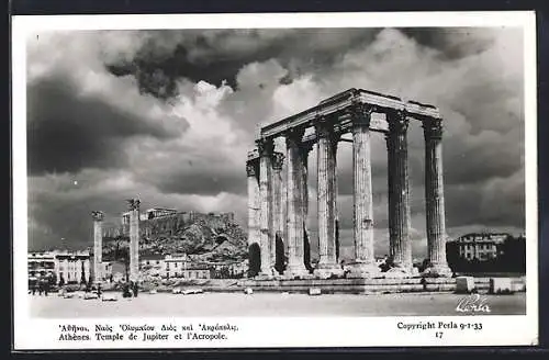 AK Athènes, Temple de Jupiter et l`Acropole