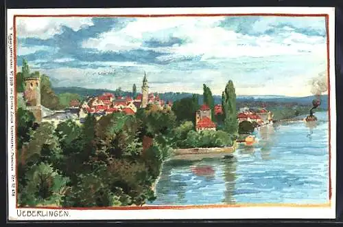 Lithographie Überlingen / Bodensee, Gesamtansicht