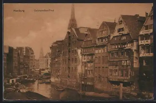 AK Alt-Hamburg, Deichstrassen-Fleet mit Brücke