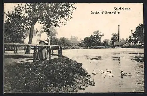 AK Saarbrücken, Partie am Deutsch-Mühlenweiher