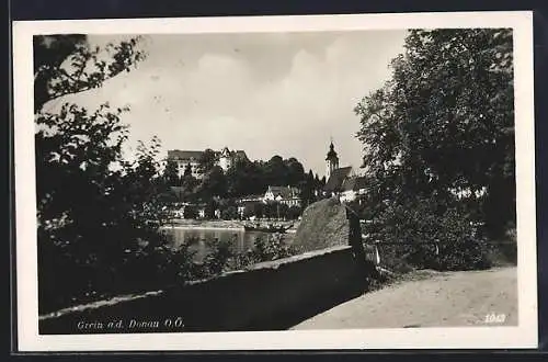 AK Grein a. d. Donau, Ansicht vom Ufer aus