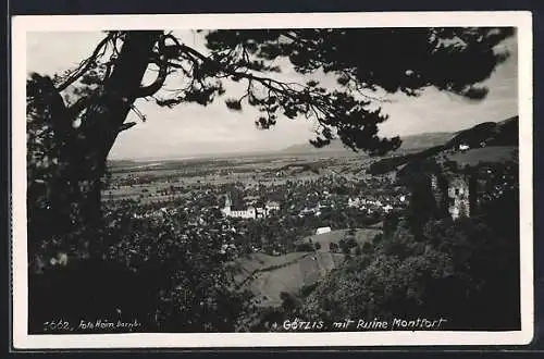 AK Götzis, Ansicht mit Ruine Montfort