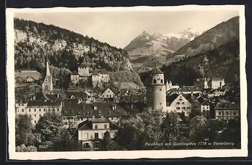 AK Feldkirch, Teilansicht mit Gurtisspitze, Kirche