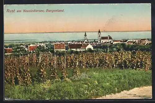 AK Rust am Neusiedlersee, Ortsansicht gegen die Küste