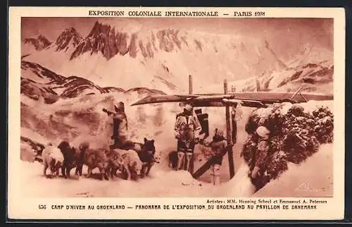 AK Paris, Exposition coloniale internationale 1931, Pavillon de Danemark, Expedition, Camp d`Hiver au Groenland