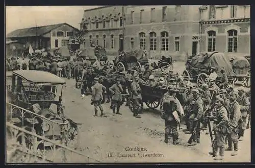 AK Conflans, Transport Verwundeter auf der Strasse