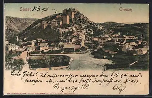 AK Stolac, Panorama mit Ruine