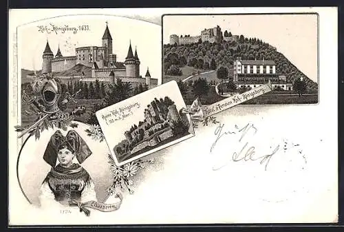 Lithographie Orschwiller, Hotel & Pension Hoh-Königsburg