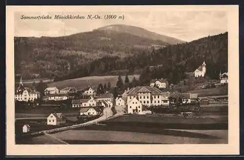 AK Mönichkirchen /N.-Oe., Ortsansicht mit dem Hotel Lang