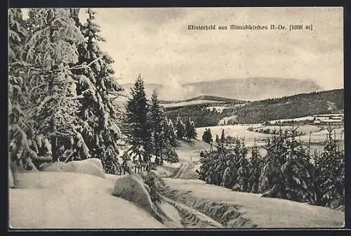 AK Mönichkirchen /N.-Oe., Winterliches Landschaftsbild