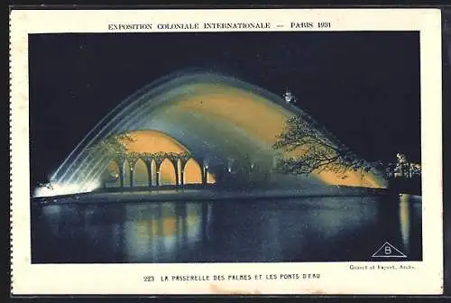 AK Paris, Exposition Coloniale Internationale 1931, La Passerelle des Palmes et les Ponts d`Eau