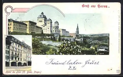 AK Bern, Hotel du Lion, H. Baer, Propr.