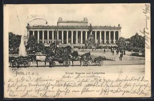 AK Berlin, Kutschen vor dem Königl. Museum und Lustgarten