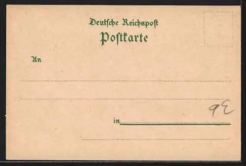 Lithographie Berlin, Unter den Linden mit Skulptur, Reichstagsgebäude