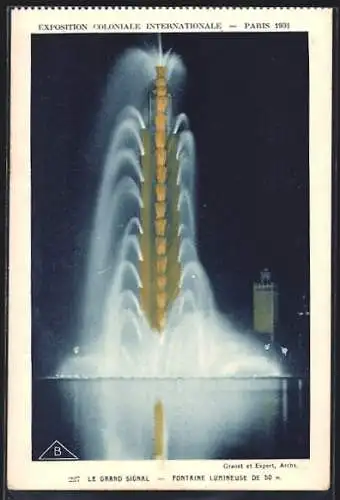 AK Paris, Exposition Coloniale Internationale 1931, Fontaine Lumineuse