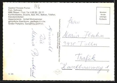 AK Thaur /Tirol, Gasthof Pension Purner der Familie Hofmann, BMW Auto