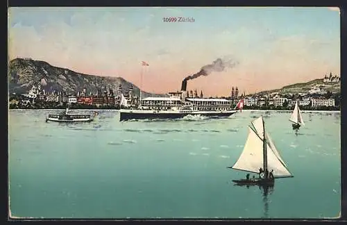 AK Zürich, Salondampfer Helvetia auf dem See