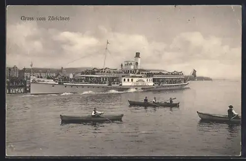 AK Salondampfer Stadt Zürich am Landesteg im Zürichsee