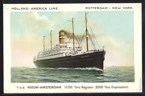 AK Passagierschiff TSS Nieuw-Amsterdam, Holland-America Line