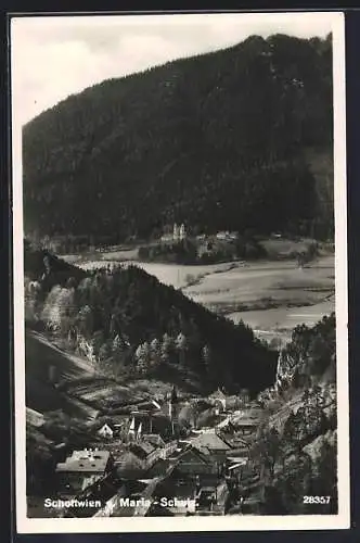 AK Schottwien-Maria-Schutz, Ortsansicht mit Blick ins Tal