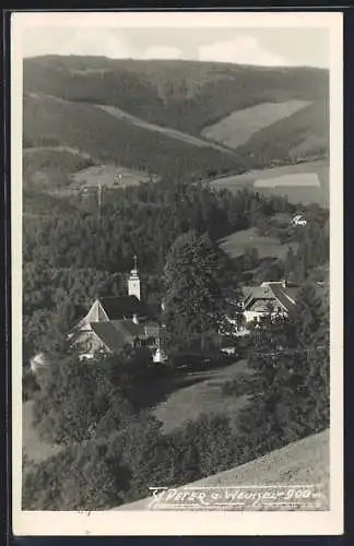 AK St. Peter a. Wechsel., Teilansicht mit Blick ins Land