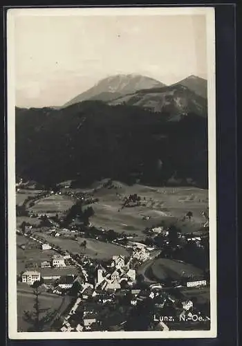 AK Lunz /N.-Oe., Ortsansicht aus der Vogelschau