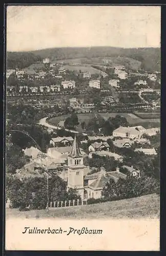 AK Tullnerbach-Pressbaum, Teilansicht mit Kirche aus der Vogelschau