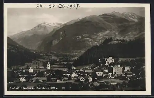 AK Gmünd /Kärnten, Ortsansicht mit Sonnblick