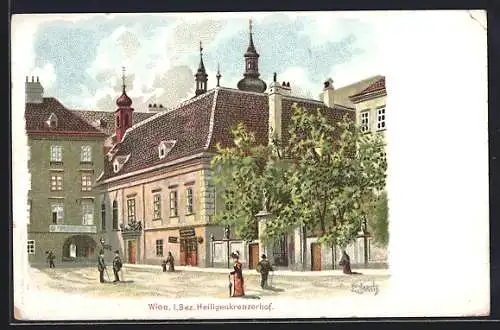 Lithographie Wien, Partie im Heiligenkreuzerhof