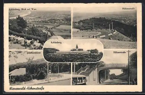 AK Wien, Wienerwald-Höhenstrasse, Cafe am Kahlenberg mit Blick auf den Ort, Josefinenhütte, Höhenstrasse