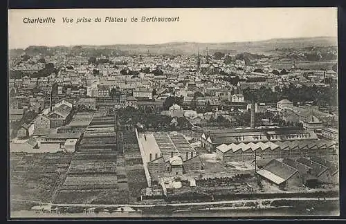 AK Charleville, Vue prise du plàteau de Berthaucourt