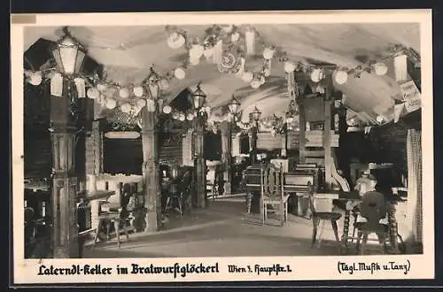 AK Wien, Gasthaus Laterndl-Keller im Bratwurstglöckerl, Hauptstrasse 1