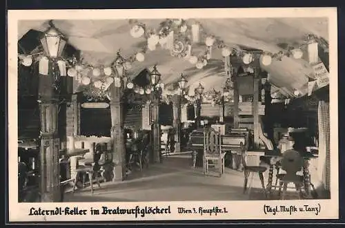 AK Wien, Gasthaus Laterndl-Keller im Bratwurstglöckerl, Hauptstrasse 1