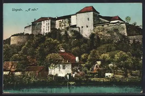 AK Ungvár, Hrad, Blick auf die Burg